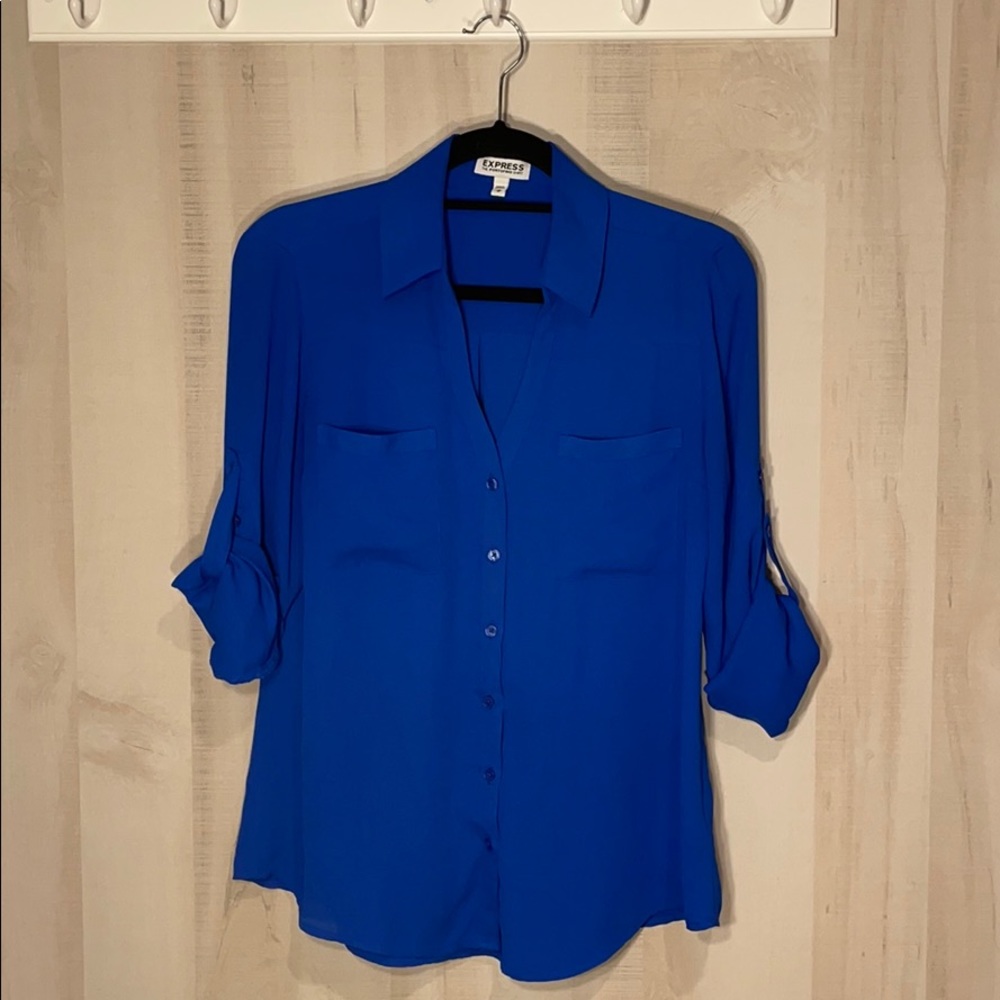 Express- Portiofino Button Down Shirt Cobalt Blue
